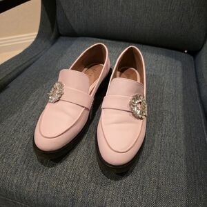 Gianni Bini Light Pink Loafers with Crystal Accent